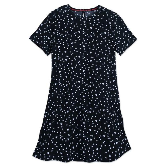 Disney Store Minnie Rocks the Dots Short Sleeve Shift Dress Black Size S - Picture 1 of 8